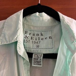 Frank & Eileen Woven Aqua Shirt -- Size M
